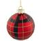 4ct. 3" Red, Black & Gold Plaid Glass Ball Ornaments